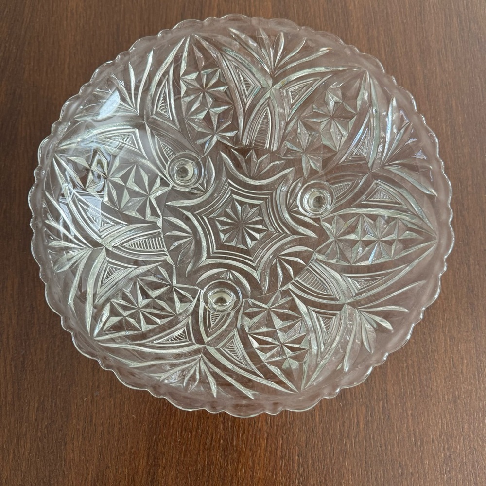 VINTAGE ANCHOR HOCKING 3 FOOTED GLASS BOWL